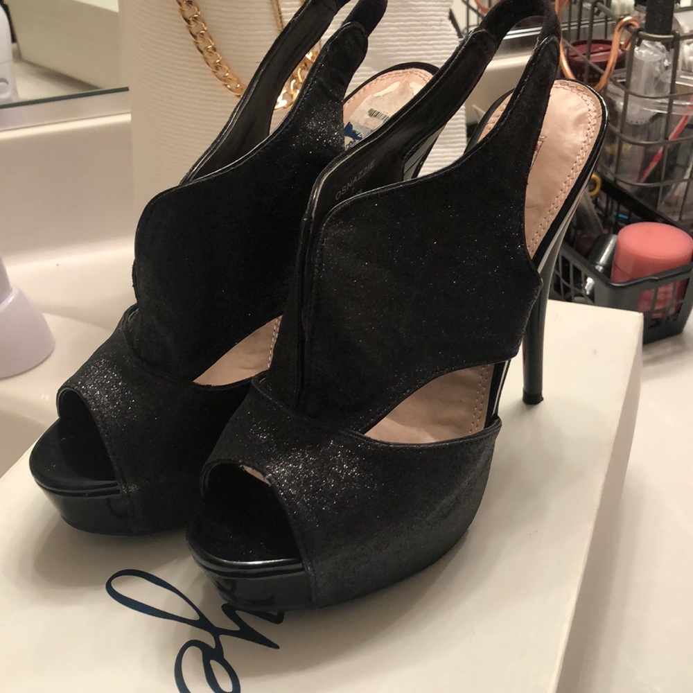 Black Glitter Heels